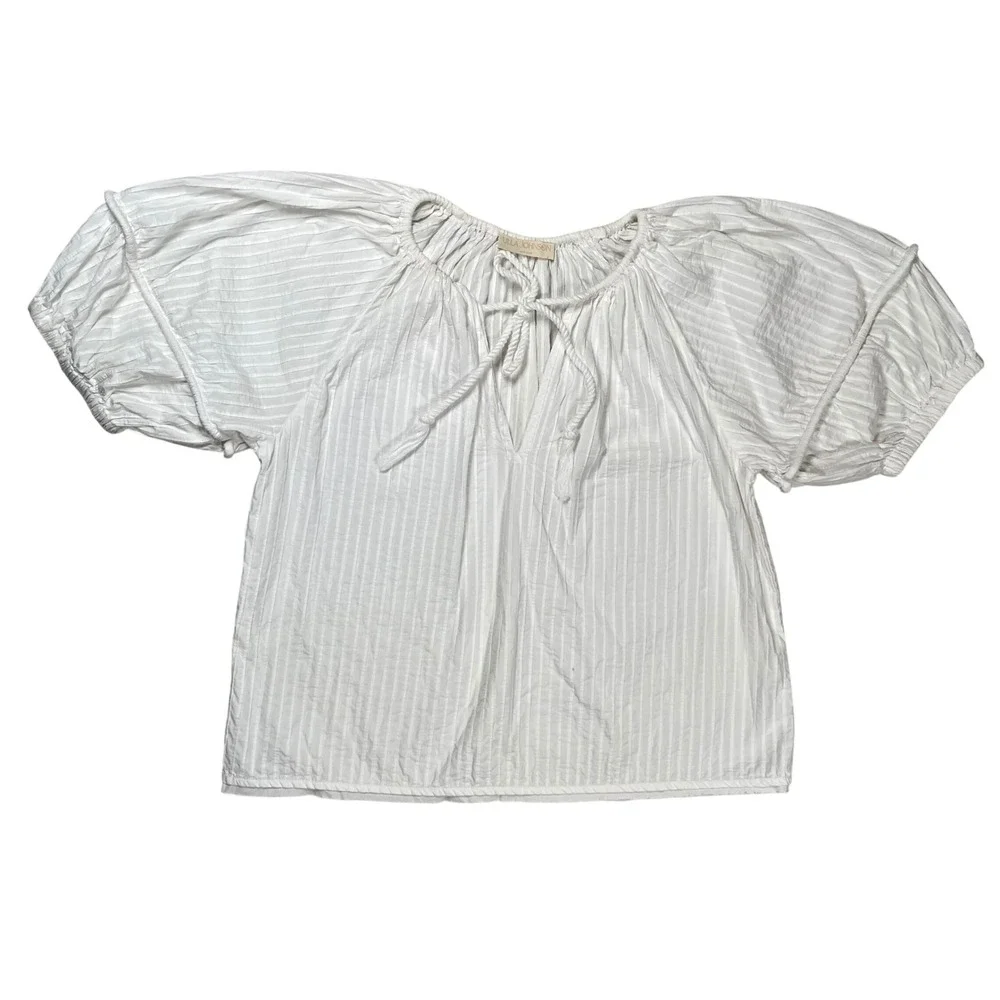 Ulla Johnson Laurenza Blouse Women 4 White Cotton Top Pintuck Designer Boho